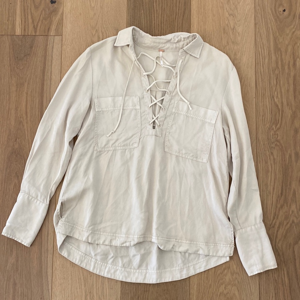 Free People lace up blouse